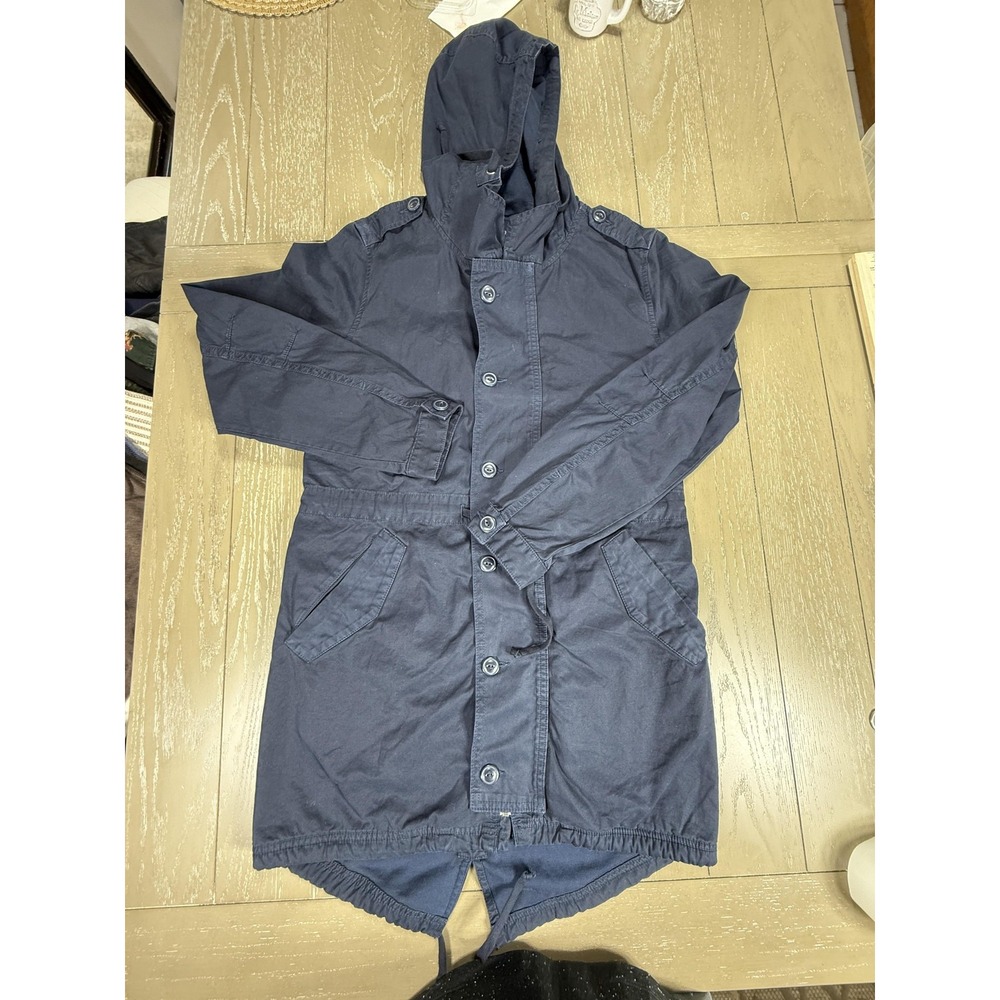 Save Khaki United Jacket Mens XS Navy Blue Hooded Cotton Parka‎ Coat Made USA